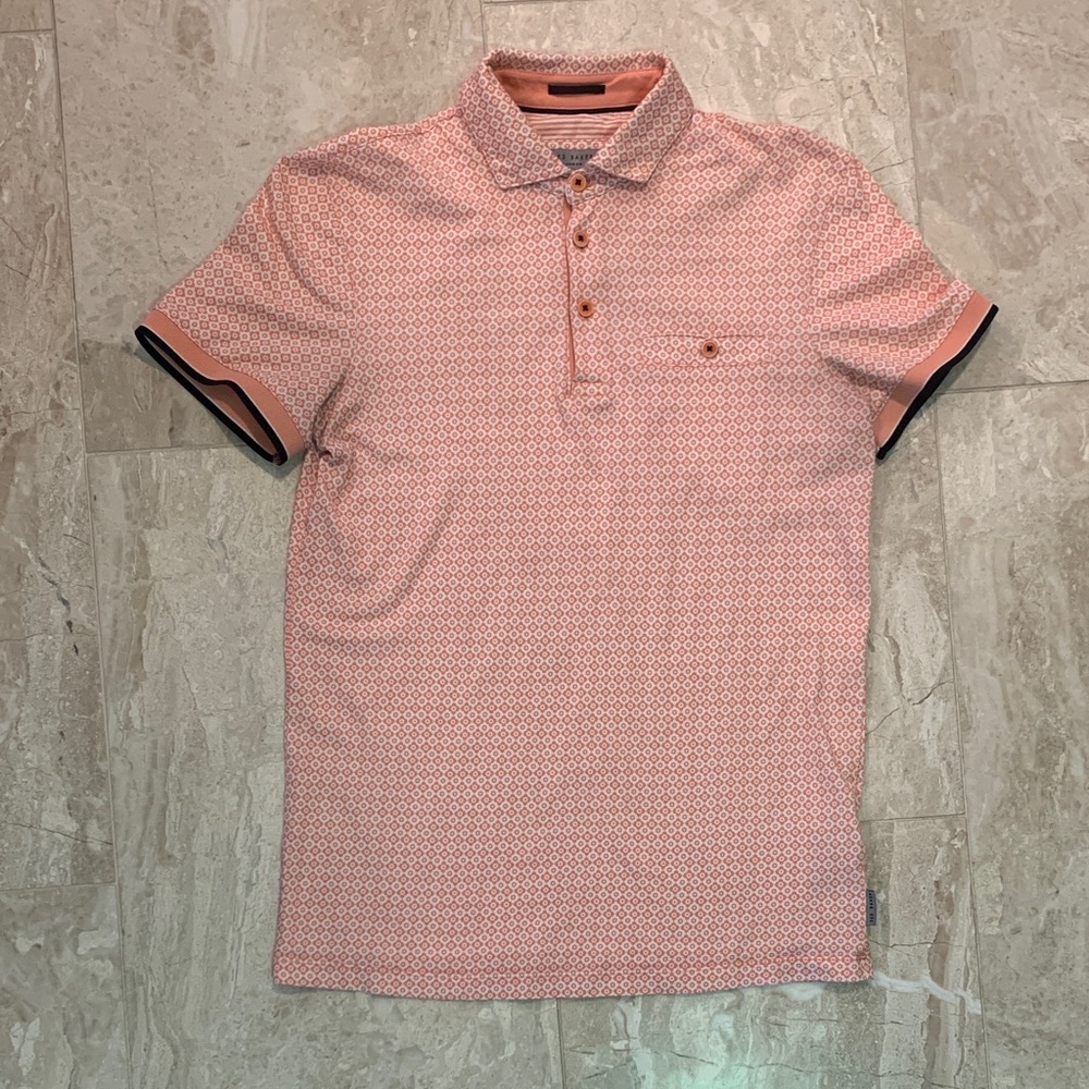Ted Baker Coral Patterned Polo Shirt
